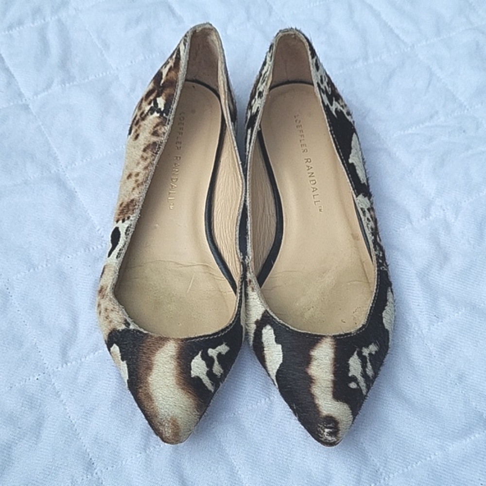 Ladies Loeffler Randall calf skin flats, pointed toes, sz 6.5